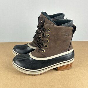 Sorel Slimpack III Leather Boots Womens 6.5 Brown Black Lace Up Waterproof Duck